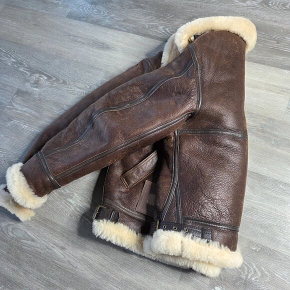 NWT Cockpit USA B-3 Shearling Sheepskin Bomber Jacket – WWII Style - Size 44 - Picture 7 of 13